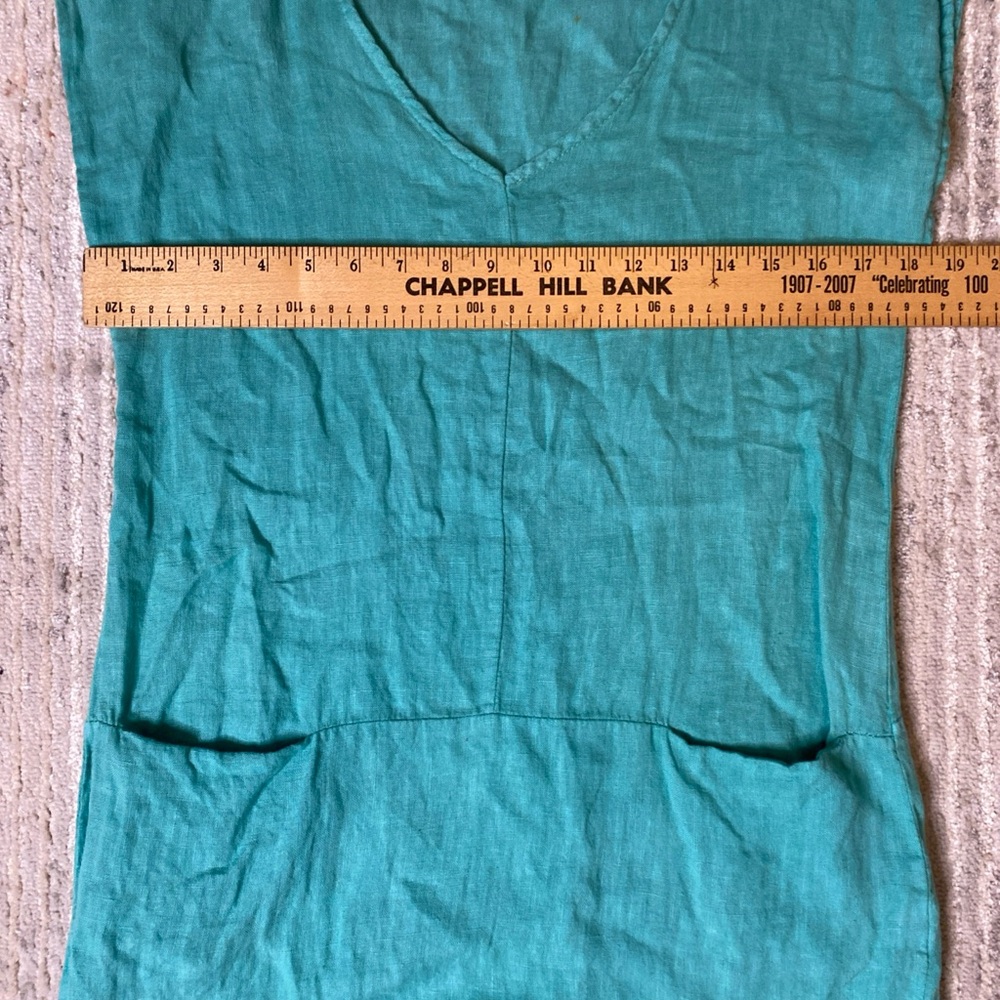 Meo Meli Teal V-Neck linen Sleeveless dress Italy made - Picture 5 of 7